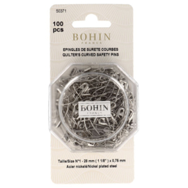 Gebogen Veiligheidsspelden (Bohin) - No.1 - 28mm - 100 stuks