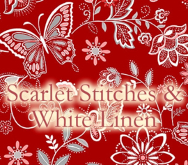 'Scarlet Stitches & White Linen'