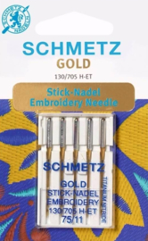 SCHMETZ - GOLD - Borduurnaalden Naaimachine - 5 stuks  - 130/705 H-ET  - 75/11