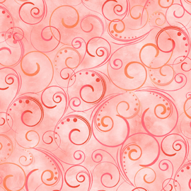 Achterkant Stof,  Extra breed - 270 cm :  Swirling Splendor 108" Wide, Swirling Splender Coral