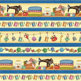 'Sew Let's Stitch' by Sandy Lee - Border Stripe - 1865-77 Blue