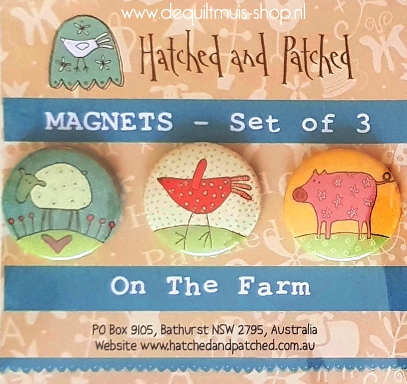 Magneten, 3 stuks  - Hatched & Patched - On the Farm
