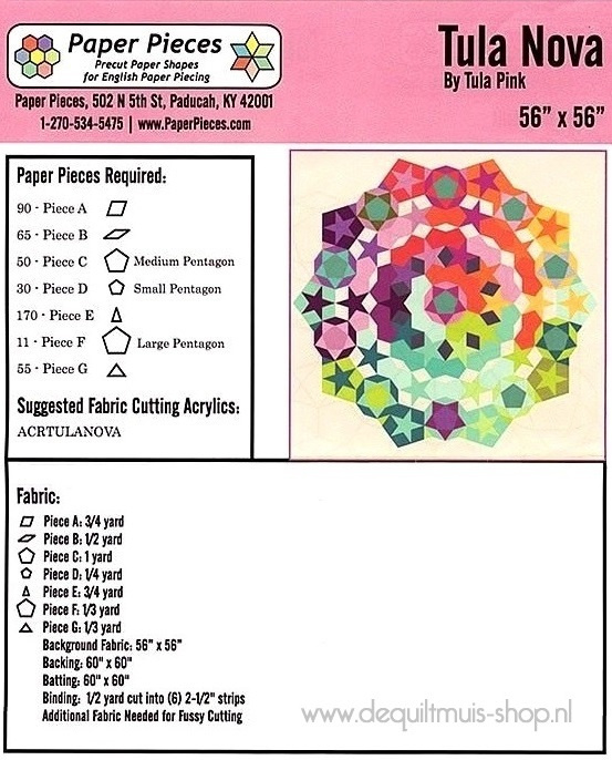 Tula Nova - Patroon inclusief Paper Piecing (papieren mallen)