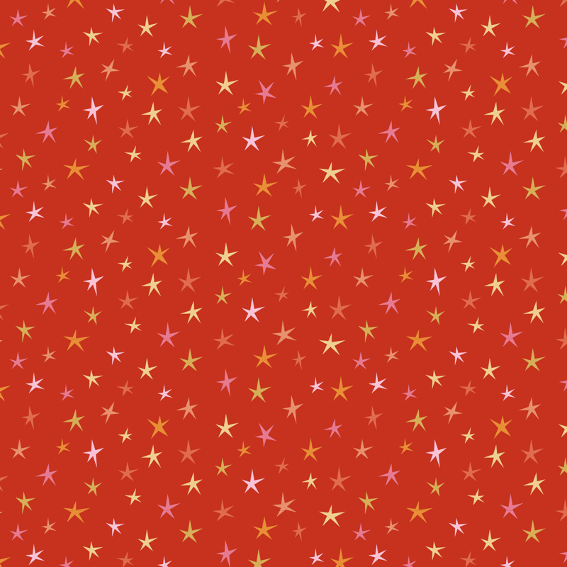 Poppie Cotton - Sparkly  Stars - orange