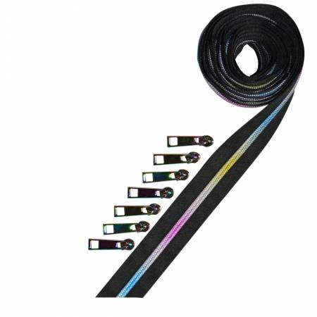 Zipper Tape by Pam Damour - 2½ yard - Metallic RAINBOW