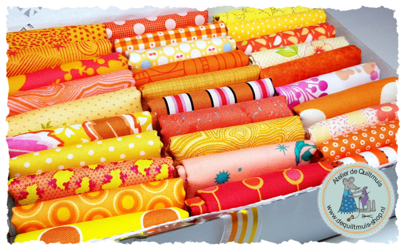 Quiltmuis Fabric Box 'Pêche Melba' - 30 stoflapjes Sweet Sixteen