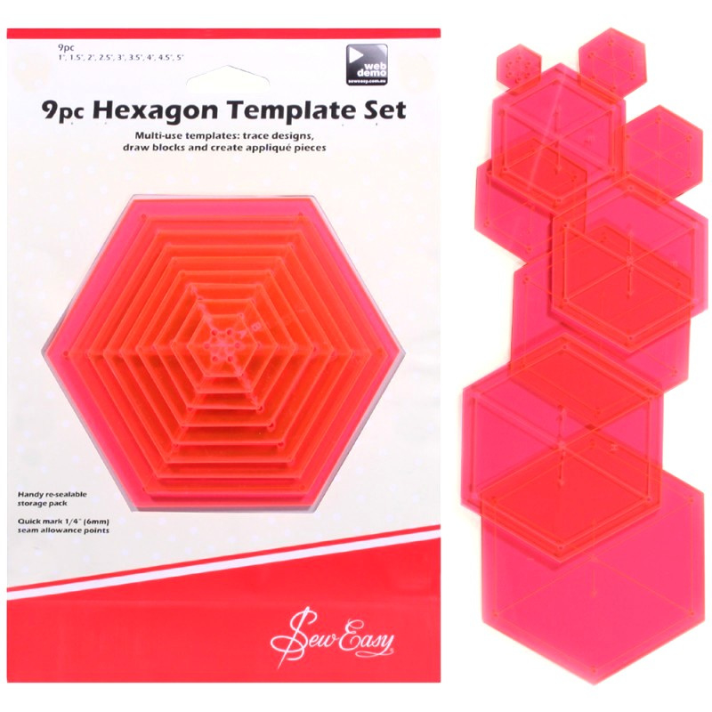 Sew Easy - 9pc Hexagon Template Set