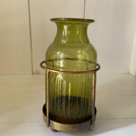 Candle Lantern with green glass