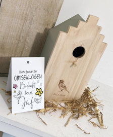 cadeau voor de juf | Vogelhuis omgevlogen