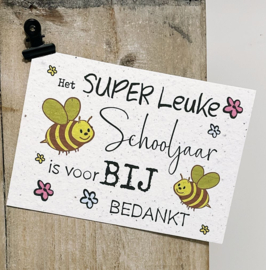 Bedankje juf of meester| bloeikaart leuk schooljaar is voorBIJ