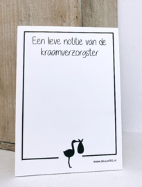 Notitieboekje | Een lieve notitie van de kraamverzorgster