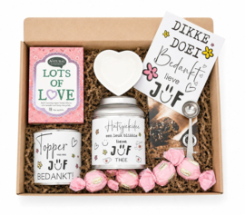 Cadeau namens de klas | Cadeau pakket roze juf