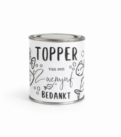 Blik "zwemjuf bedankt"