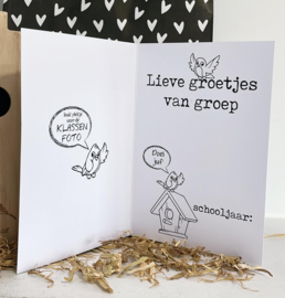 Cadeau juf namens klas | Vogelhuis + inkleur vogeltjes