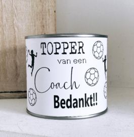 Blik "Bedankt coach"