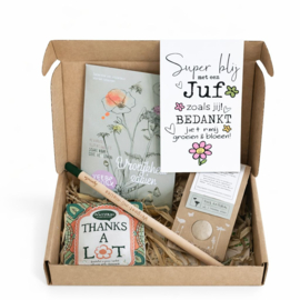 Afscheidscadeau juf "pakket Groeien en bloeien"