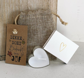 Cadeautje voor de juf | Jutezakje dikke doei