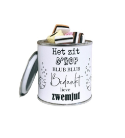 Cadeau zwemjuf "Blik het zit d'rop"