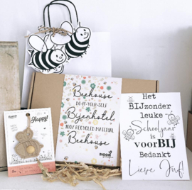 Cadeau namens de klas | Pakket DIY bijenhotel + inkleur bijen