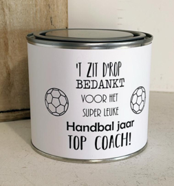 Bedankje handbal coach | Blik 't zit d'rop