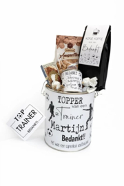 Coach/trainer cadeau | Gepersonaliseerd blik Koffie + lekkers
