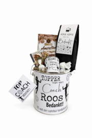 Coach/trainer cadeau | Gepersonaliseerd blik Koffie + lekkers