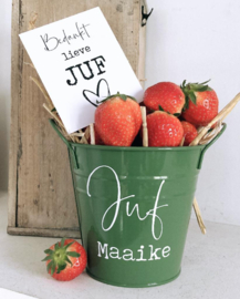 Afscheidscadeau juf | DIY aardbeienbakje gepersonaliseerd + kaartje