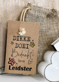 Cadeau leidster kinderopvang | Jute zakje dikke doei