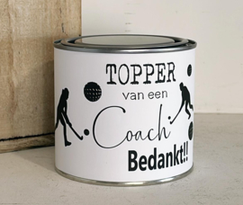 Cadeau hockey coach | Cadeau blik bedankt
