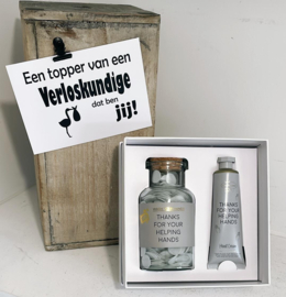 Cadeau voor de verloskundige | verzorgingspakketje