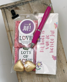 Cadeau juf | Pakketje leuks + boekenlegger