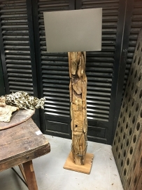 Driftwood lamp zonder kap vierkant (elke lamp is uniek)