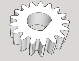 Tandwiel m1; 17 tanden voor 15W motoren