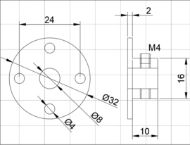 Montage adapter voor 15W motoren (metaal)