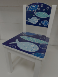 Stoeltje handgeschilderd vis 0218