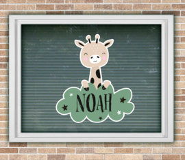 Geboortesticker met naam Giraffe
