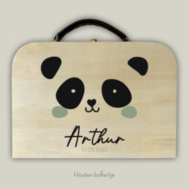 Houten koffertje panda j/m *Kies je kleur*