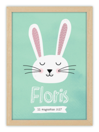 Kinderkamerposter met naam - LOVELY RABBIT