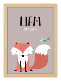 Geboorteposter met naam - FOX AND BIRD