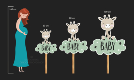 Geboortebord tuin | Ooievaar met baby