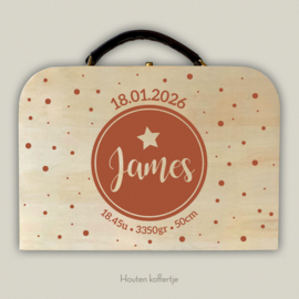 Koffertje geboortegegevens ster j/m *Kies zelf de kleuren!*