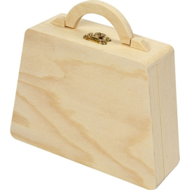 Houten mini koffertje met naam | Bloemen patroon