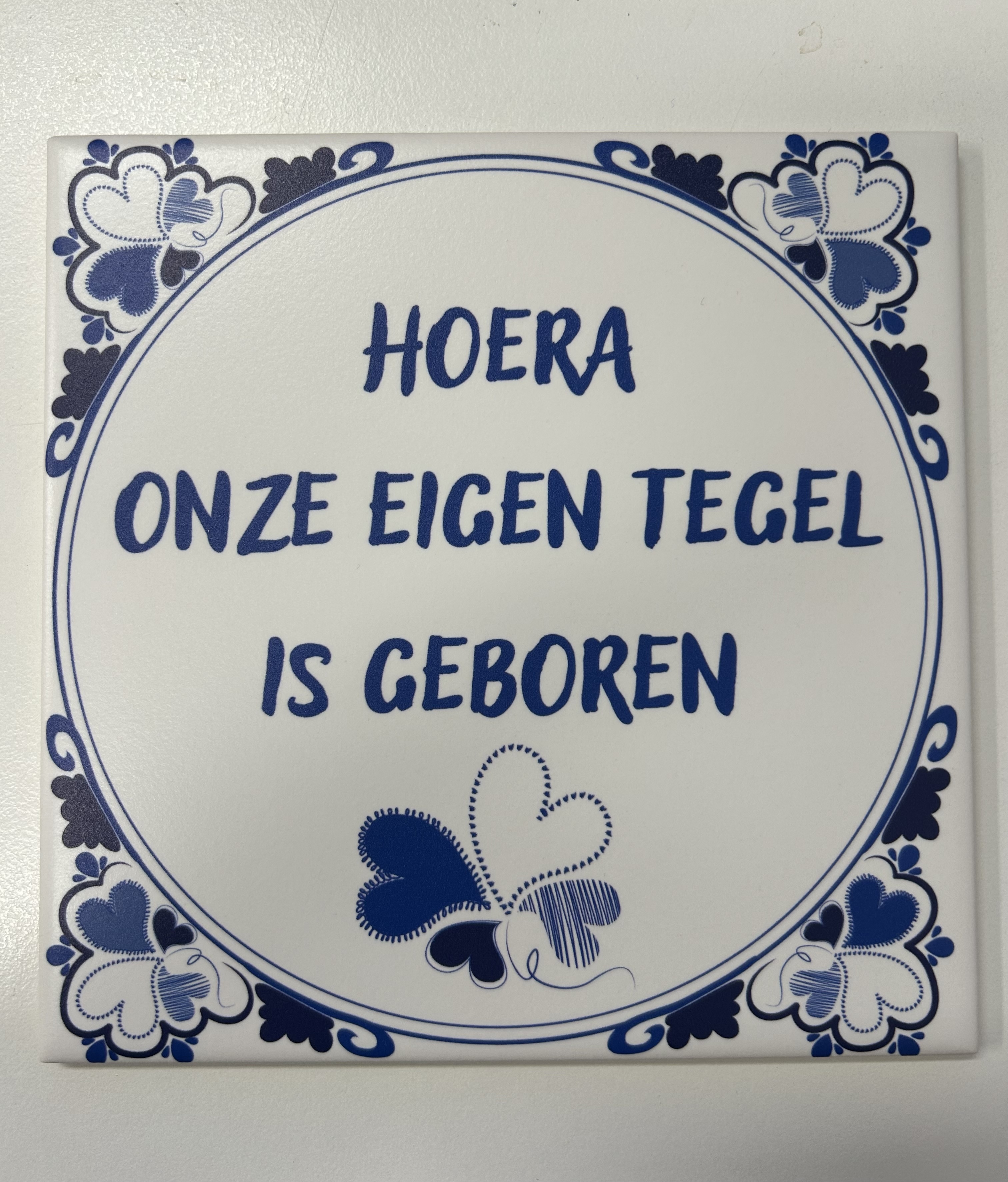 Tegel delfts blauw met eigen tekst