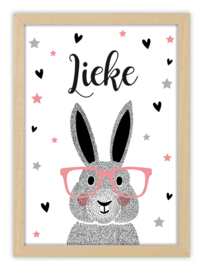 Geboorteposter met naam - HIPSTER BUNNY