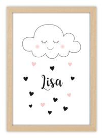 Kinderkamerposter met naam - CUTE CLOUD mono