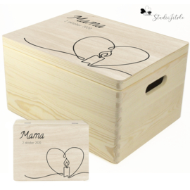 Houten herinneringsdoos kaars
