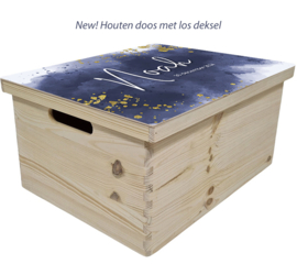 Houten herinneringsdoos watercolour gouden spetters *Kies je kleur!*