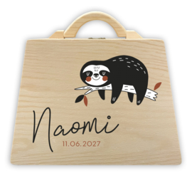 Houten mini koffertje met naam | Luipaard *Kies je kleur*