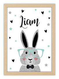 Geboorteposter met naam - HIPSTER BUNNY