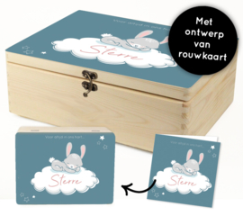 Houten herinneringsdoos met ontwerp rouwkaart